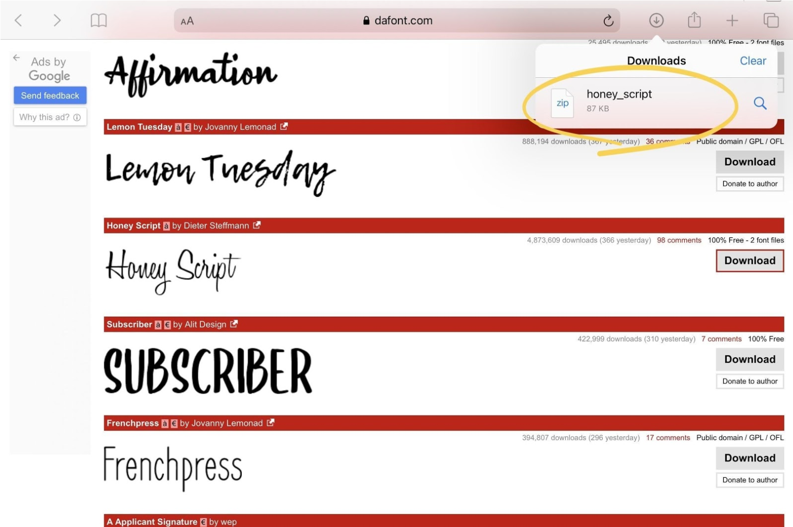 How to download the font for free from DaFont and install it on an iPad - Flexcil