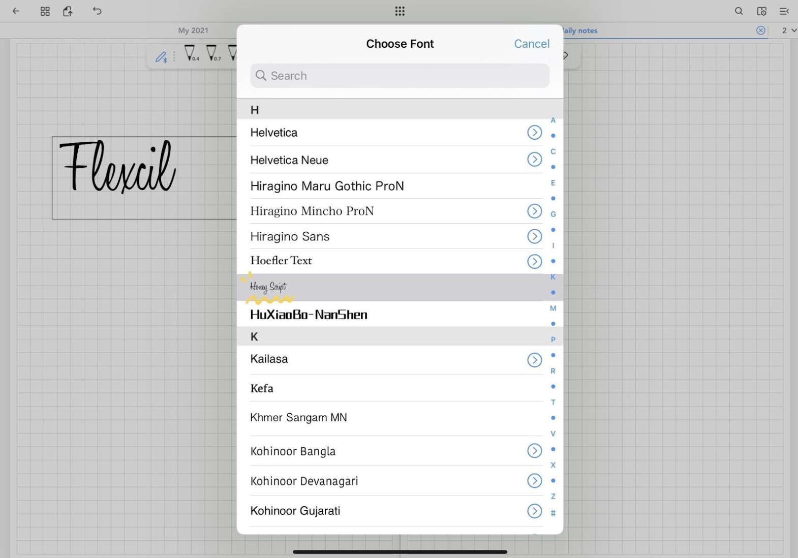 How to download the font for free from DaFont and install it on an iPad - Flexcil
